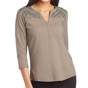Kuhl Martina 3/4 Sleeve Button Back Shirt EUC Size L Organic Cotton